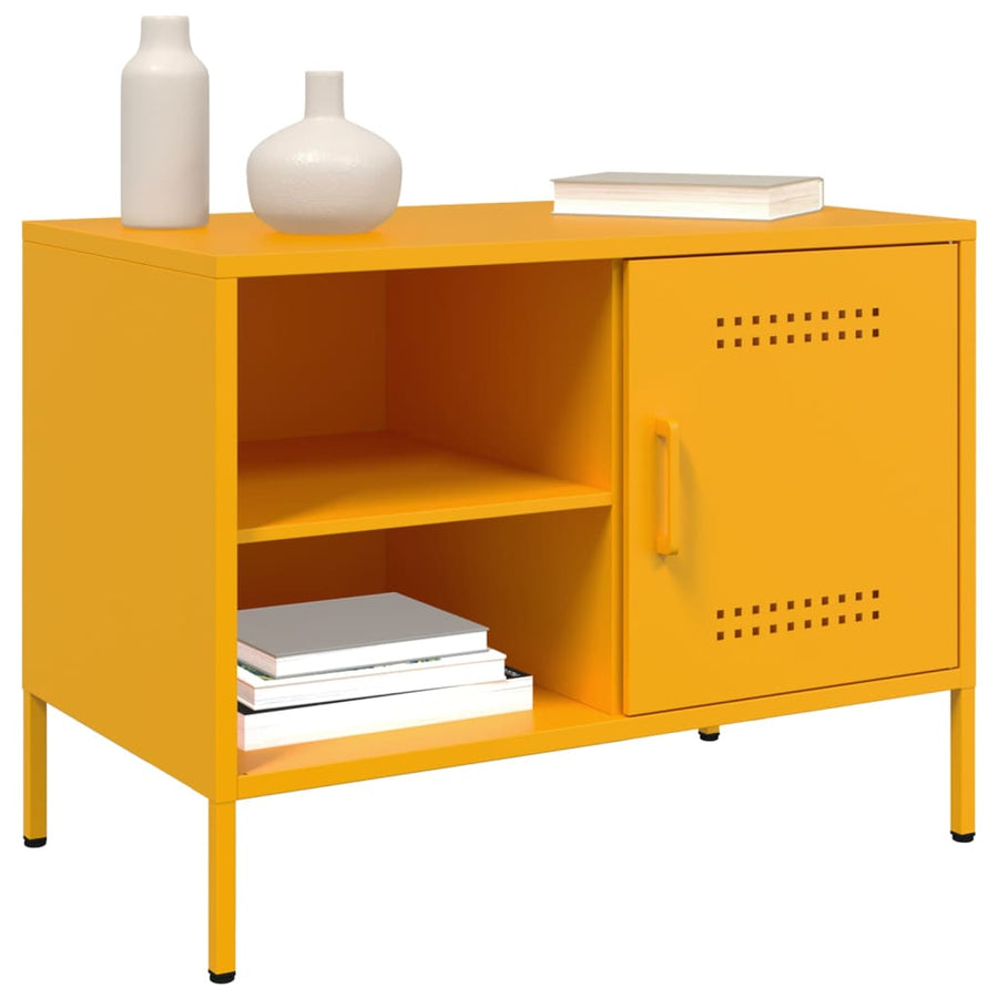Tv-meubel 68x39x50,5 cm staal mosterdgeel