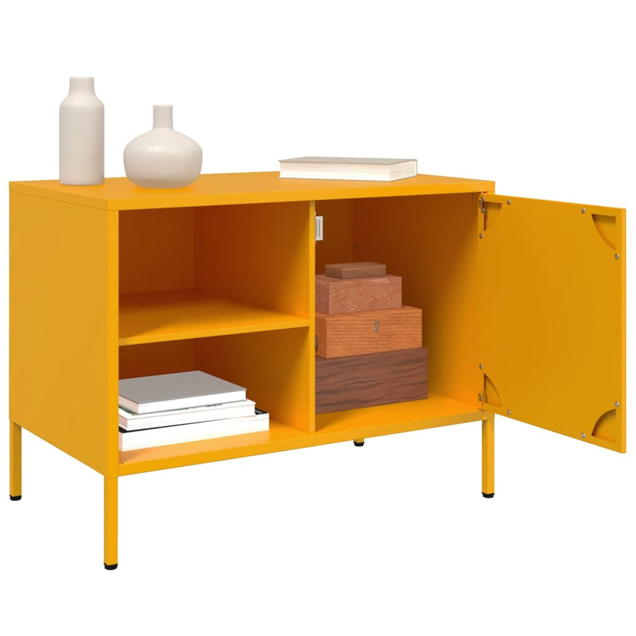 Tv-meubel 68x39x50,5 cm staal mosterdgeel