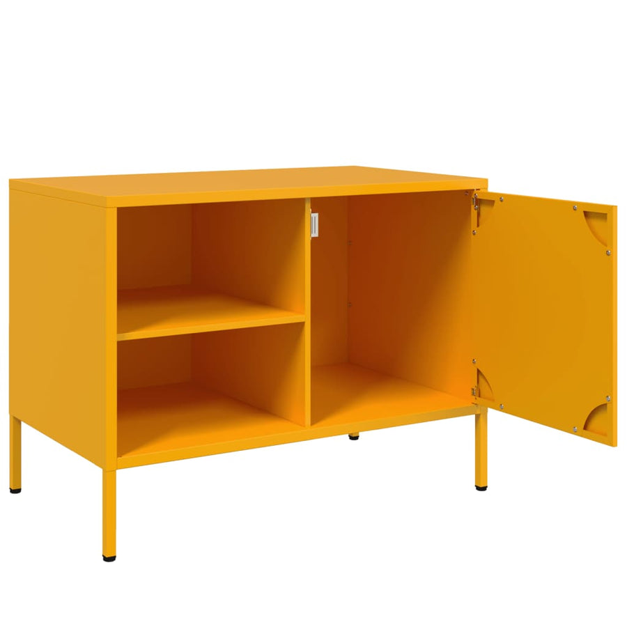 Tv-meubel 68x39x50,5 cm staal mosterdgeel