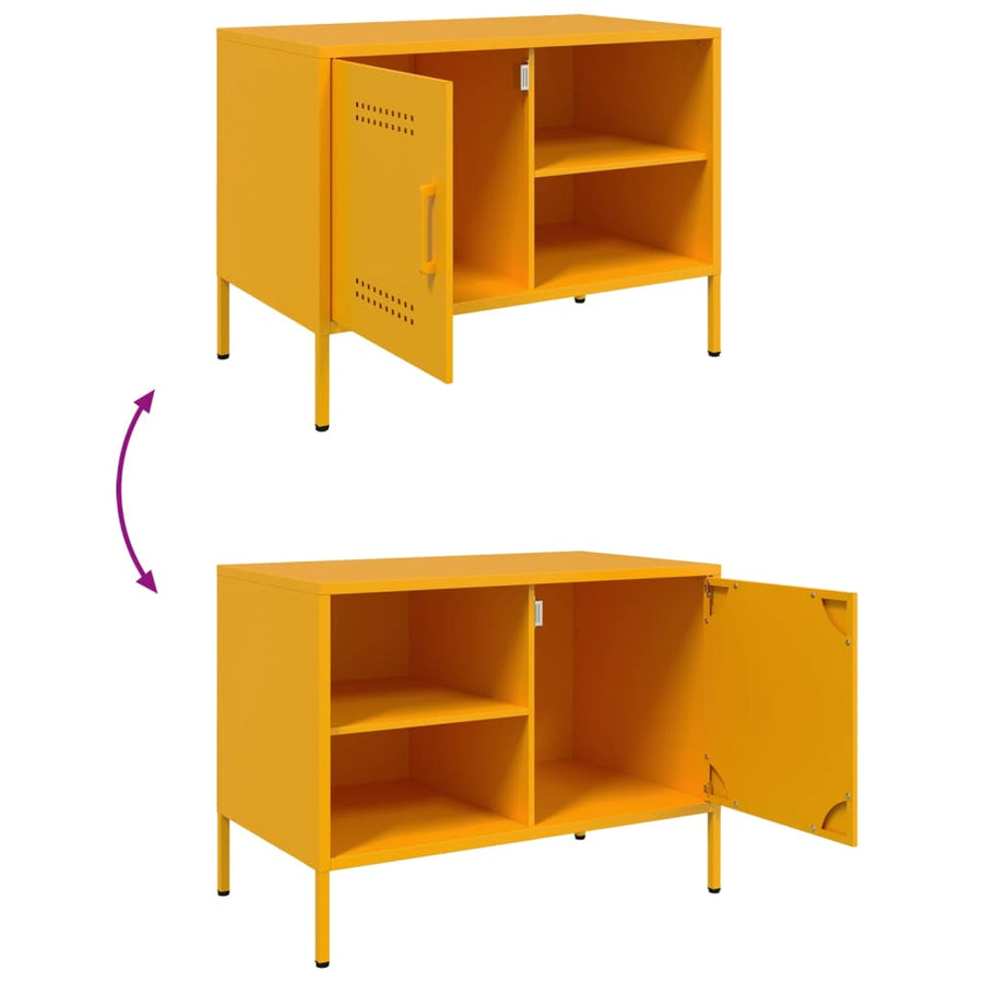 Tv-meubel 68x39x50,5 cm staal mosterdgeel