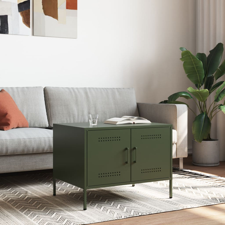 Salontafel 68x50x50,5 cm koudgewalst staal olijfgroen