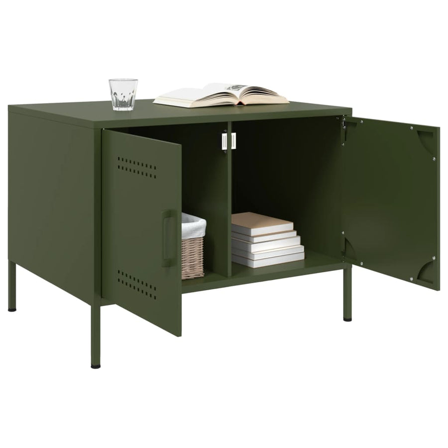 Salontafel 68x50x50,5 cm koudgewalst staal olijfgroen
