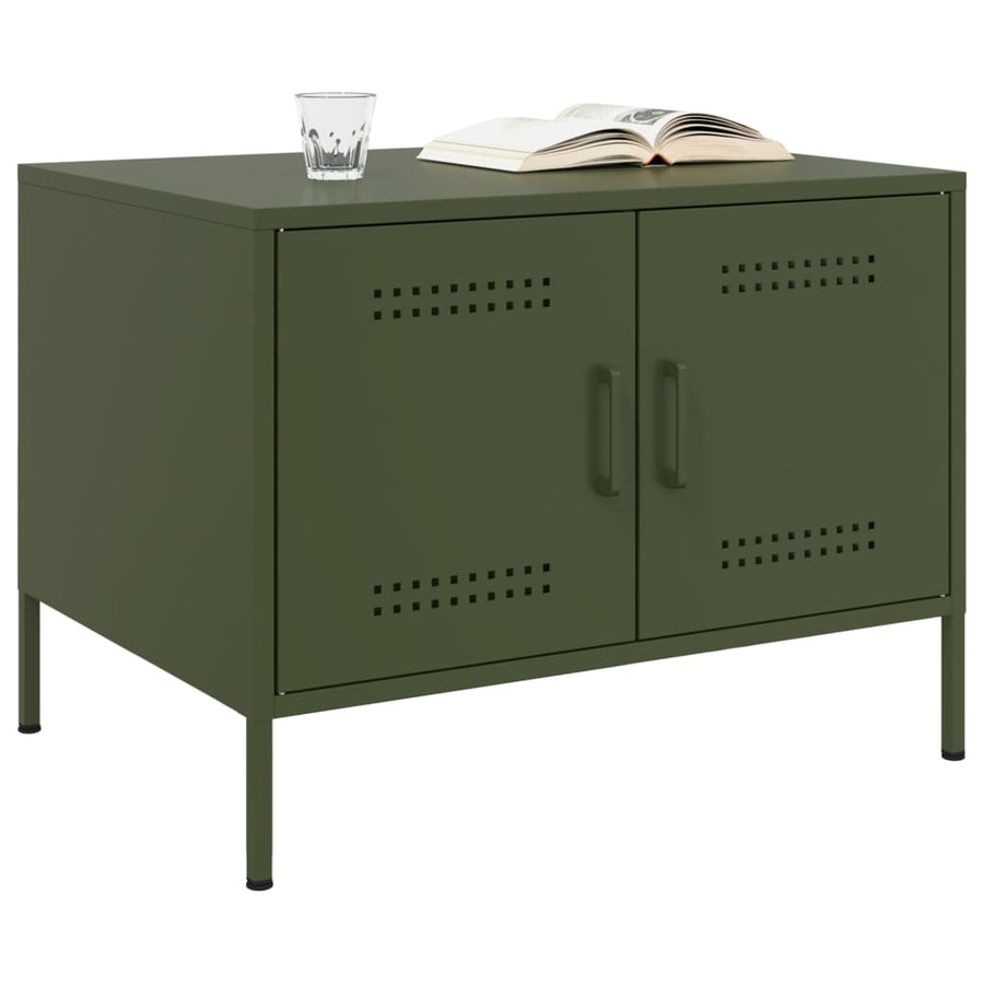 Salontafel 68x50x50,5 cm koudgewalst staal olijfgroen