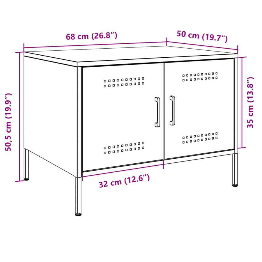 Salontafel 68x50x50,5 cm koudgewalst staal wit