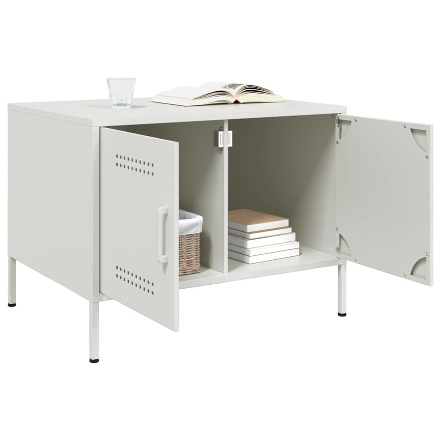 Salontafel 68x50x50,5 cm koudgewalst staal wit
