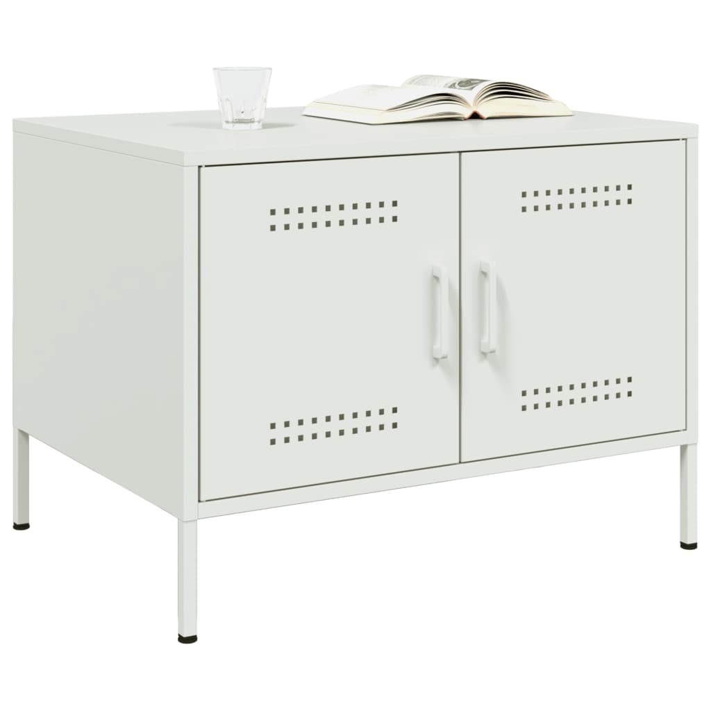 Salontafel 68x50x50,5 cm koudgewalst staal wit