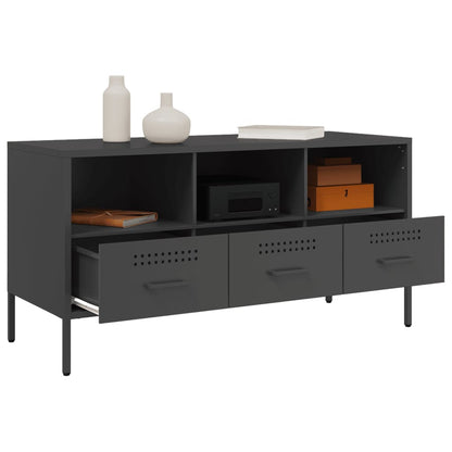 Tv-meubel 100,5x39x50,5 cm koudgewalst staal zwart