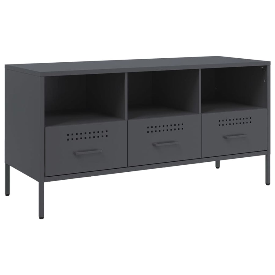 Tv-meubel 100,5x39x50,5 cm koudgewalst staal antracietkleurig