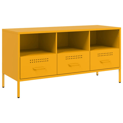 Tv-meubel 100,5x39x50,5 cm koudgewalst staal mosterdgeel