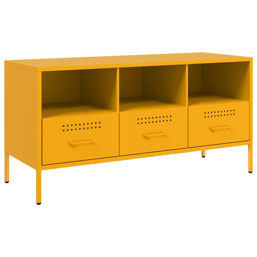 Tv-meubel 100,5x39x50,5 cm koudgewalst staal mosterdgeel