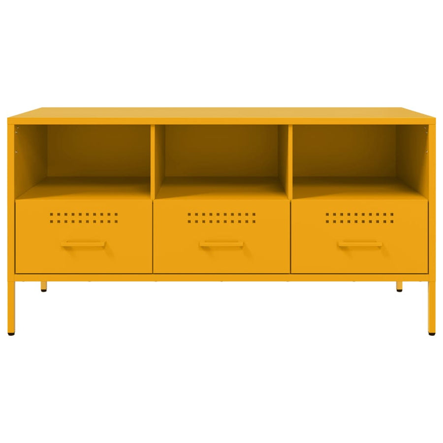 Tv-meubel 100,5x39x50,5 cm koudgewalst staal mosterdgeel