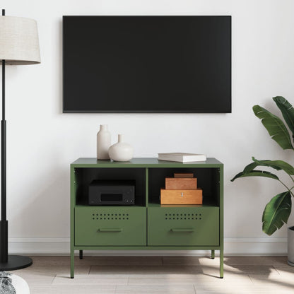Tv-meubel 68x39x50,5 cm koudgewalst staal olijfgroen