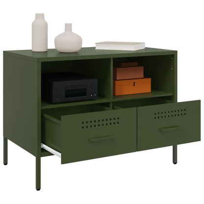 Tv-meubelen 2 st 68x39x50,5 cm koudgewalst staal olijfgroen