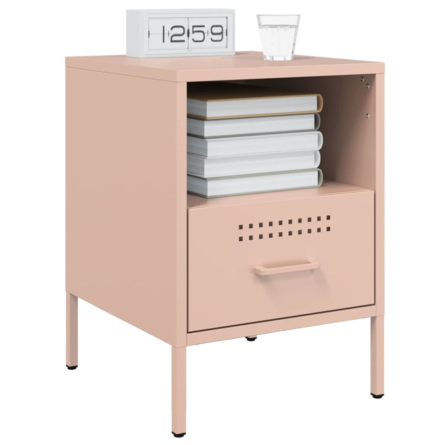 Nachtkastjes 2 st 36x39x50,5 cm koudgewalst staal roze