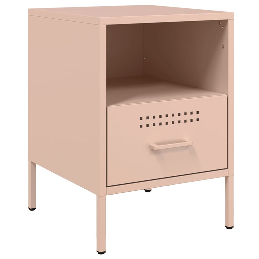 Nachtkastjes 2 st 36x39x50,5 cm koudgewalst staal roze