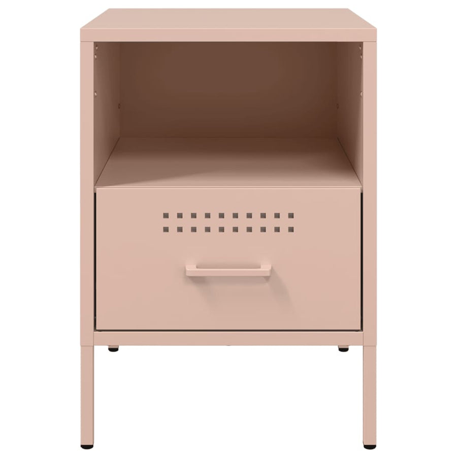 Nachtkastjes 2 st 36x39x50,5 cm koudgewalst staal roze