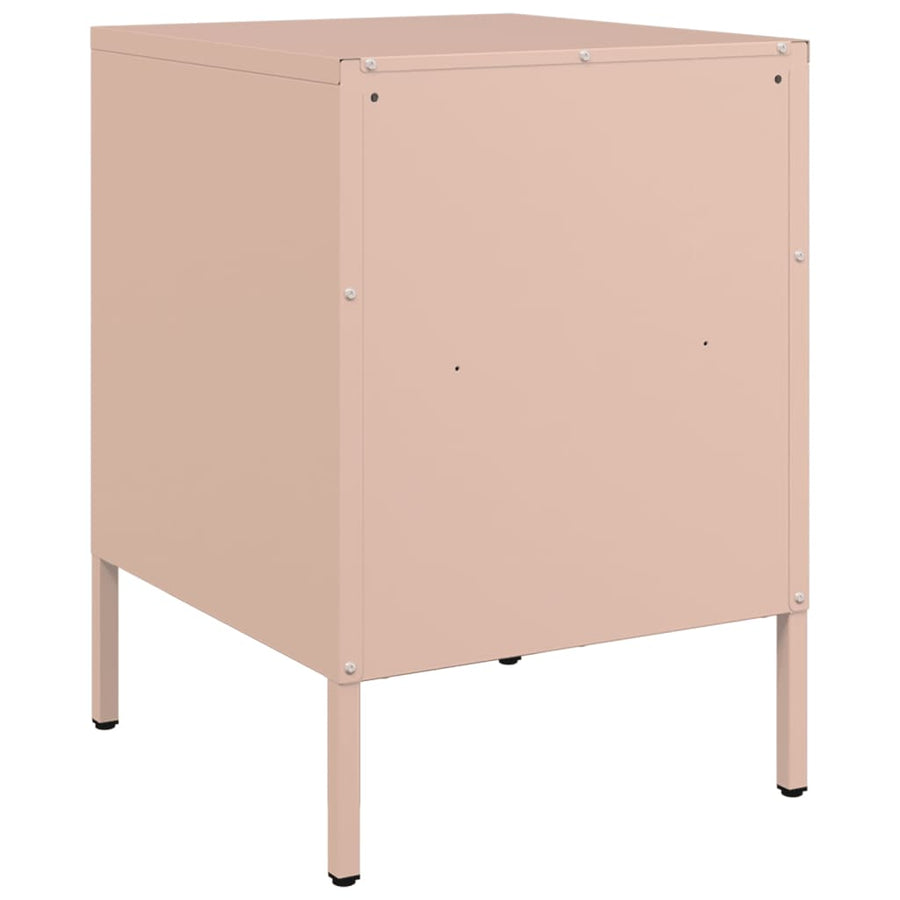 Nachtkastjes 2 st 36x39x50,5 cm koudgewalst staal roze