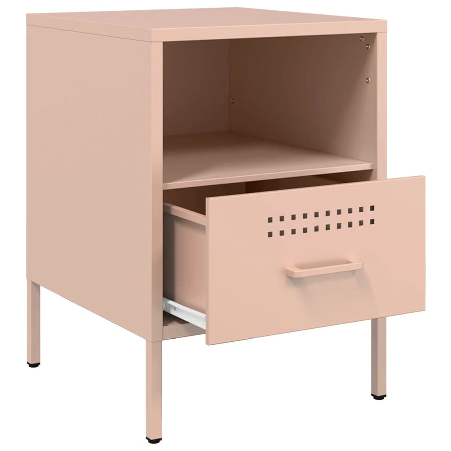 Nachtkastjes 2 st 36x39x50,5 cm koudgewalst staal roze