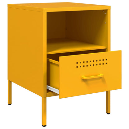Nachtkastjes 2 st 36x39x50,5 cm koudgewalst staal mosterdgeel