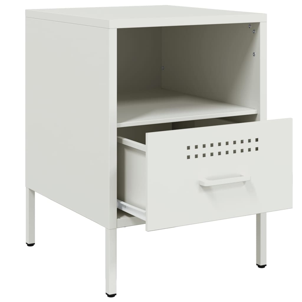 Nachtkastje 36x39x50,5 cm koudgewalst staal wit