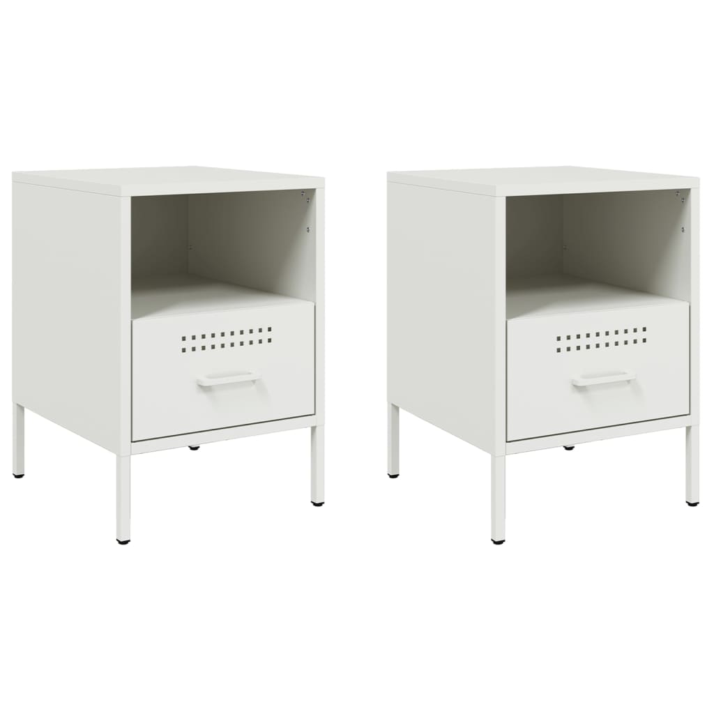 Nachtkastjes 2 st 36x39x50,5 cm koudgewalst staal wit