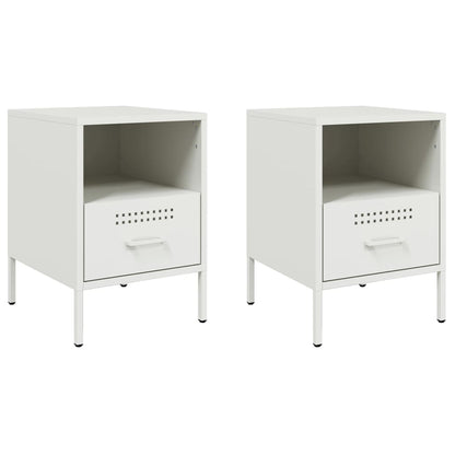 Nachtkastjes 2 st 36x39x50,5 cm koudgewalst staal wit