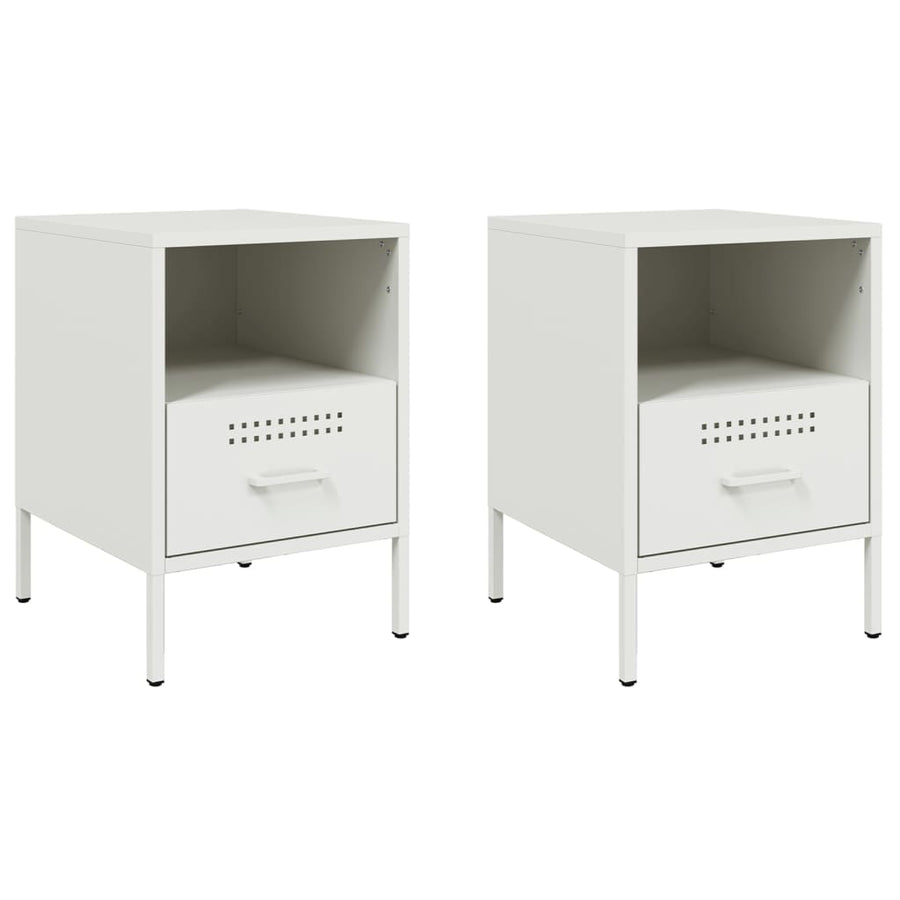 Nachtkastjes 2 st 36x39x50,5 cm koudgewalst staal wit