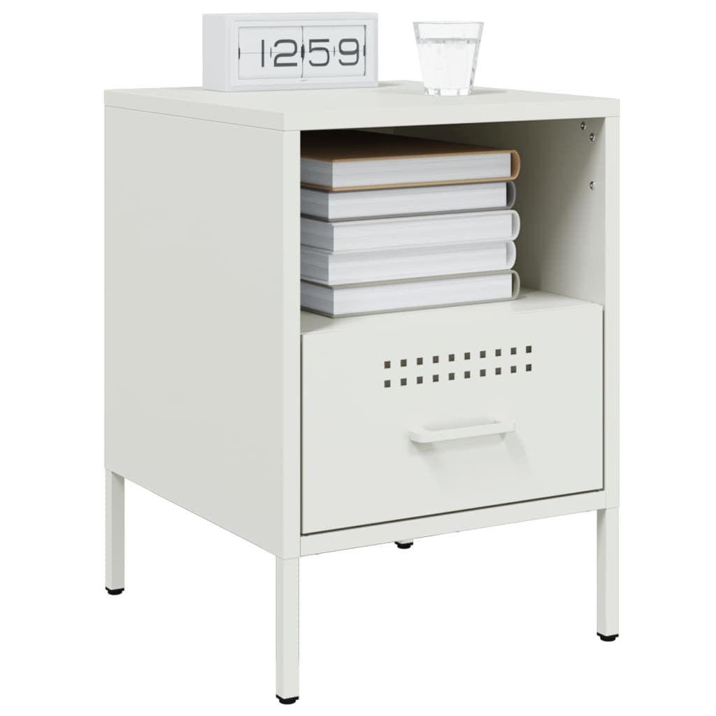 Nachtkastjes 2 st 36x39x50,5 cm koudgewalst staal wit