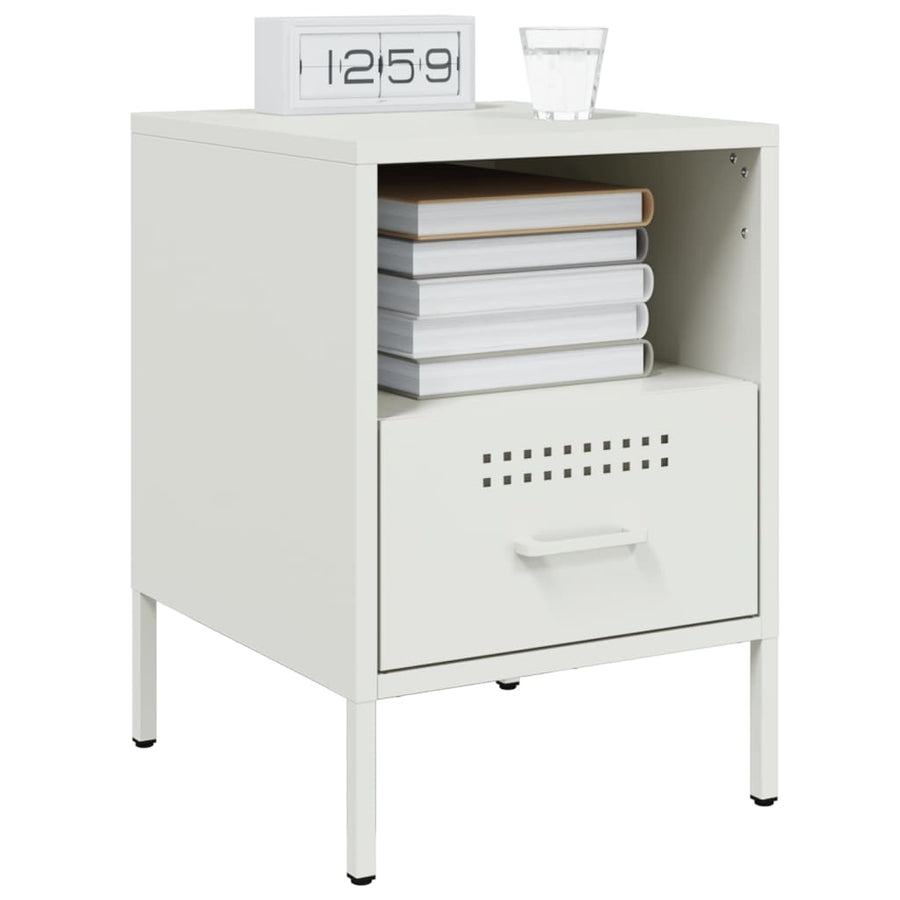 Nachtkastjes 2 st 36x39x50,5 cm koudgewalst staal wit
