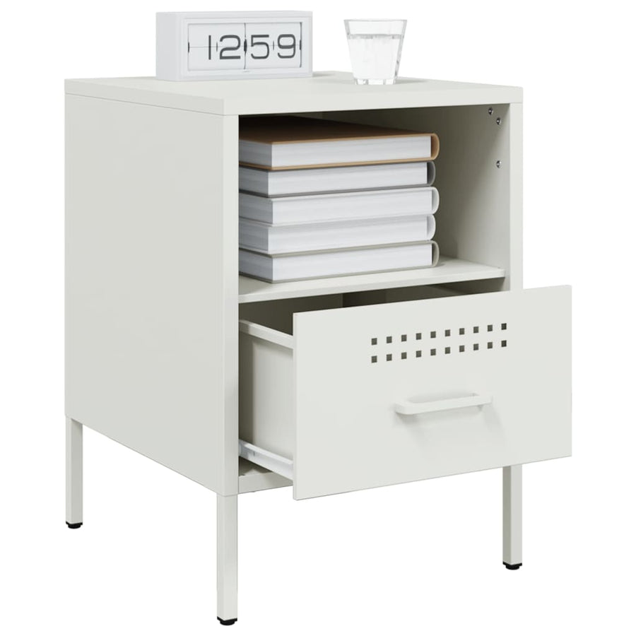 Nachtkastjes 2 st 36x39x50,5 cm koudgewalst staal wit
