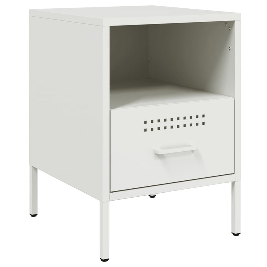 Nachtkastjes 2 st 36x39x50,5 cm koudgewalst staal wit
