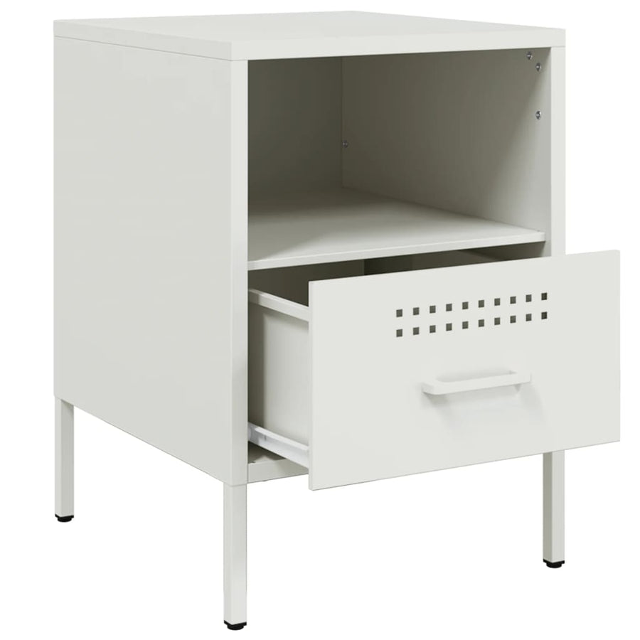 Nachtkastjes 2 st 36x39x50,5 cm koudgewalst staal wit