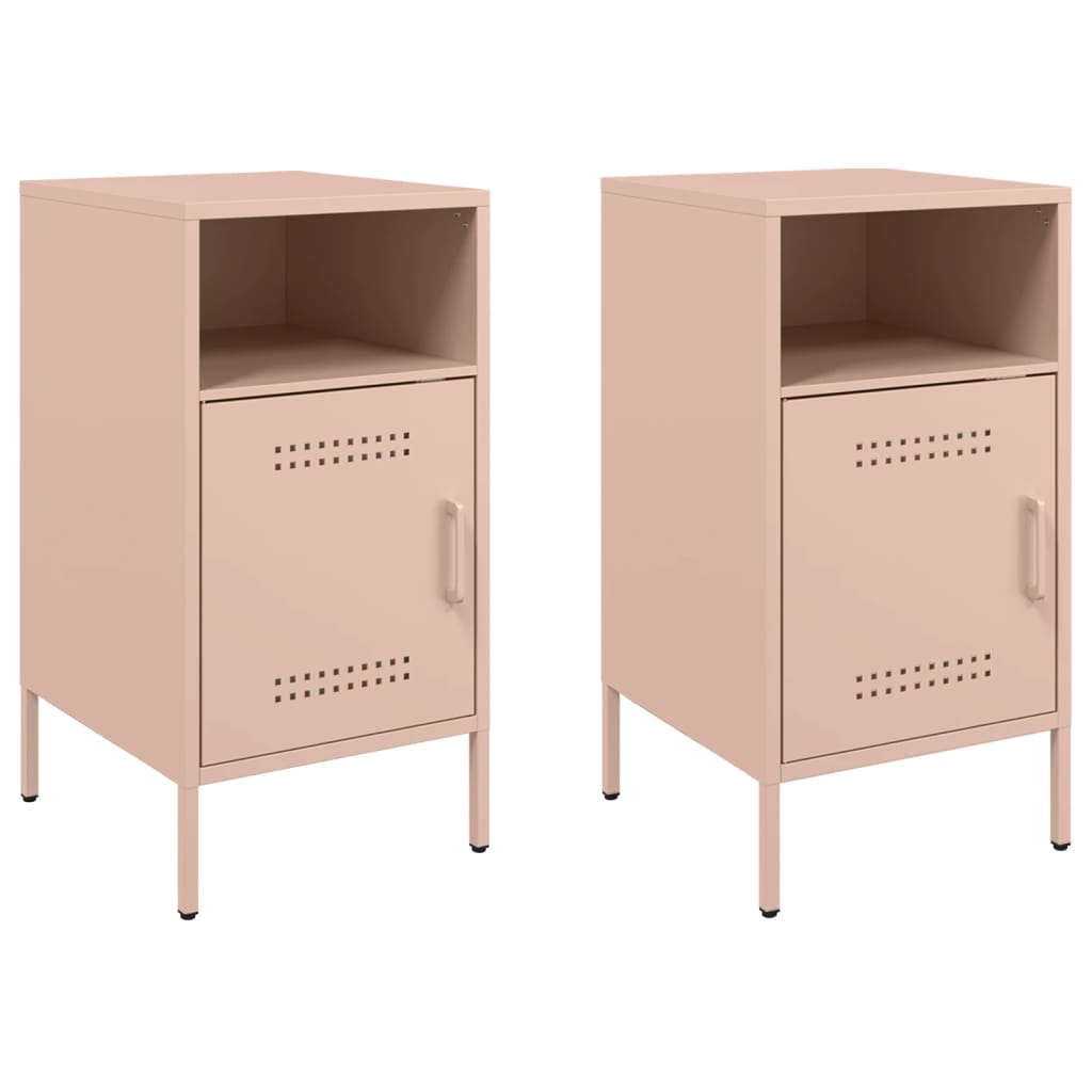 Nachtkastjes 2 st 36x39x68 cm koudgewalst staal roze