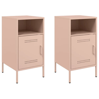 Nachtkastjes 2 st 36x39x68 cm koudgewalst staal roze