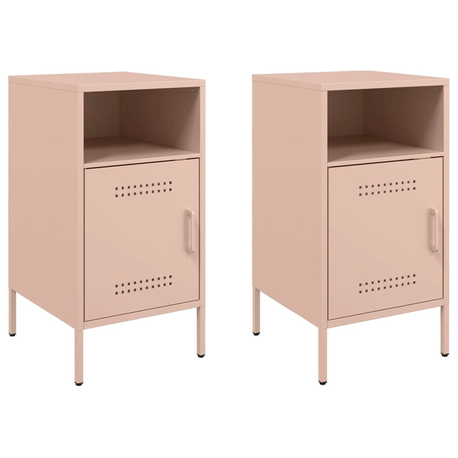 Nachtkastjes 2 st 36x39x68 cm koudgewalst staal roze