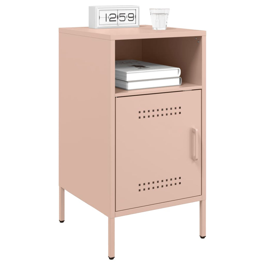 Nachtkastjes 2 st 36x39x68 cm koudgewalst staal roze