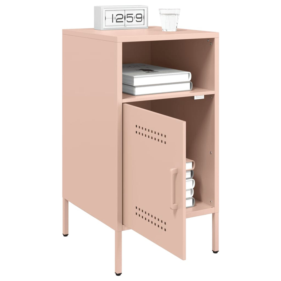 Nachtkastjes 2 st 36x39x68 cm koudgewalst staal roze