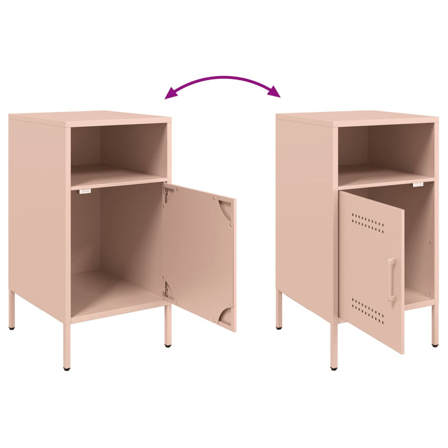 Nachtkastjes 2 st 36x39x68 cm koudgewalst staal roze