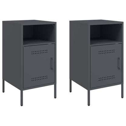 Nachtkastjes 2 st 36x39x68 cm koudgewalst staal antracietkleur