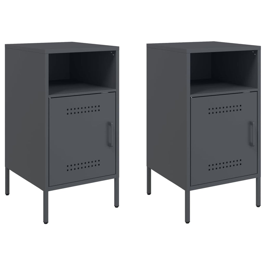 Nachtkastjes 2 st 36x39x68 cm koudgewalst staal antracietkleur