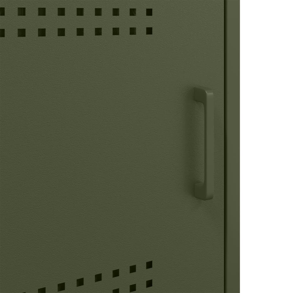 Nachtkastje 36x39x68 cm koudgewalst staal olijfgroen