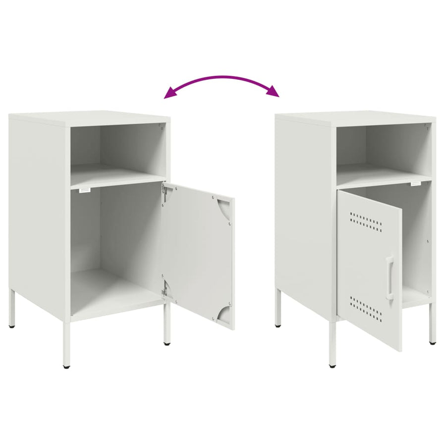 Nachtkastjes 2 st 36x39x68 cm koudgewalst staal wit