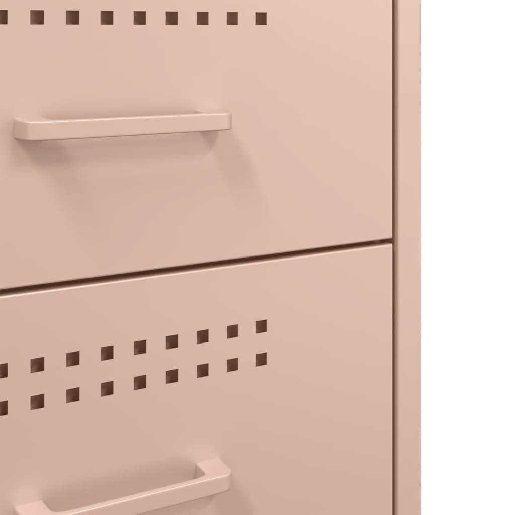 Nachtkastje 36x39x68 cm koudgewalst staal roze