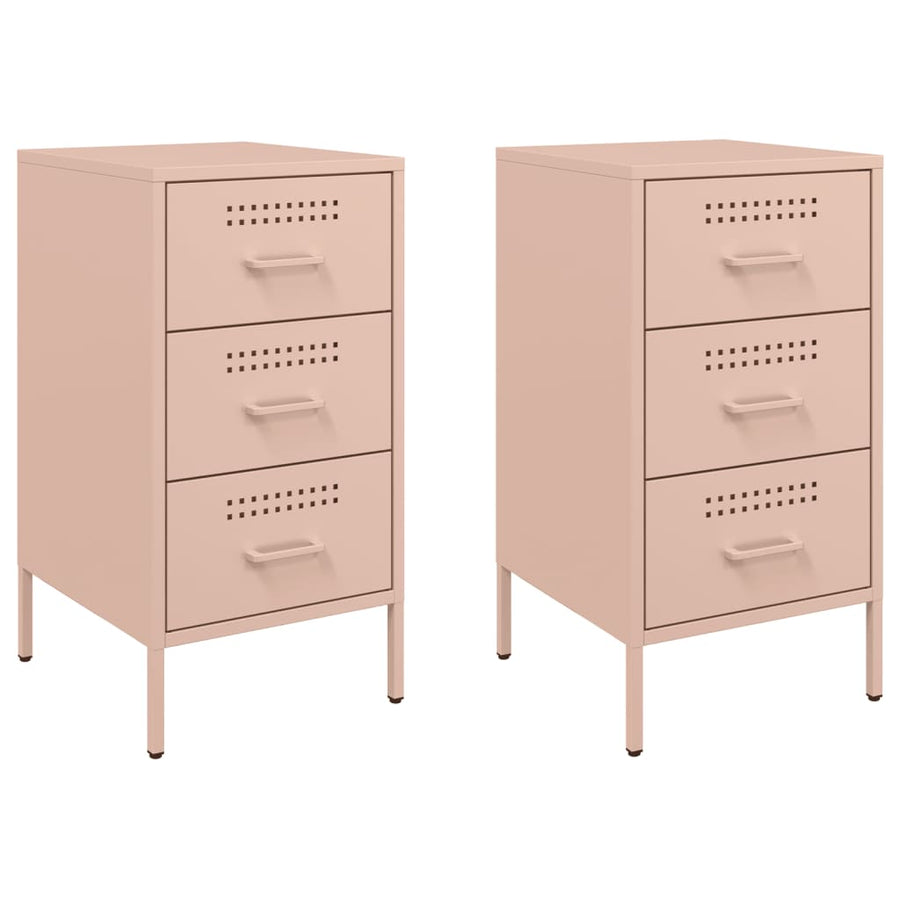 Nachtkastjes 2 st 36x39x68 cm koudgewalst staal roze