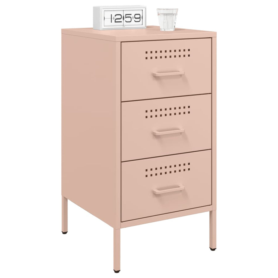 Nachtkastjes 2 st 36x39x68 cm koudgewalst staal roze