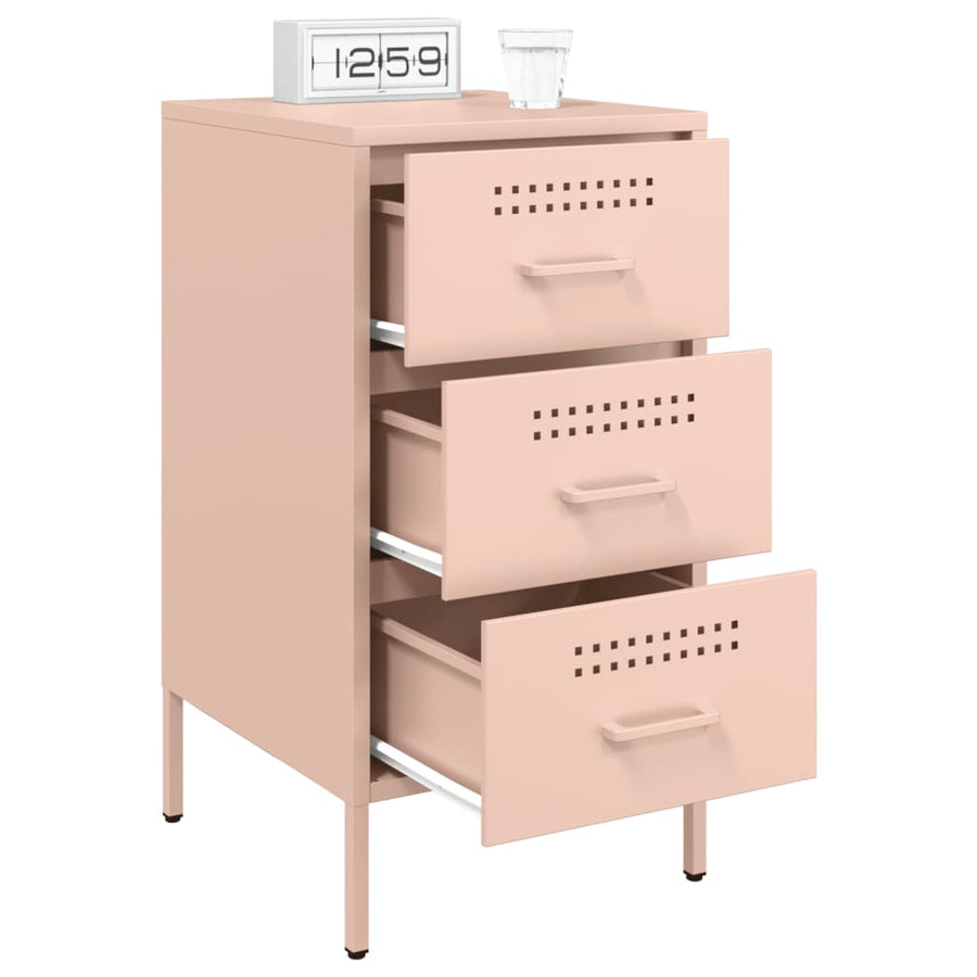 Nachtkastjes 2 st 36x39x68 cm koudgewalst staal roze