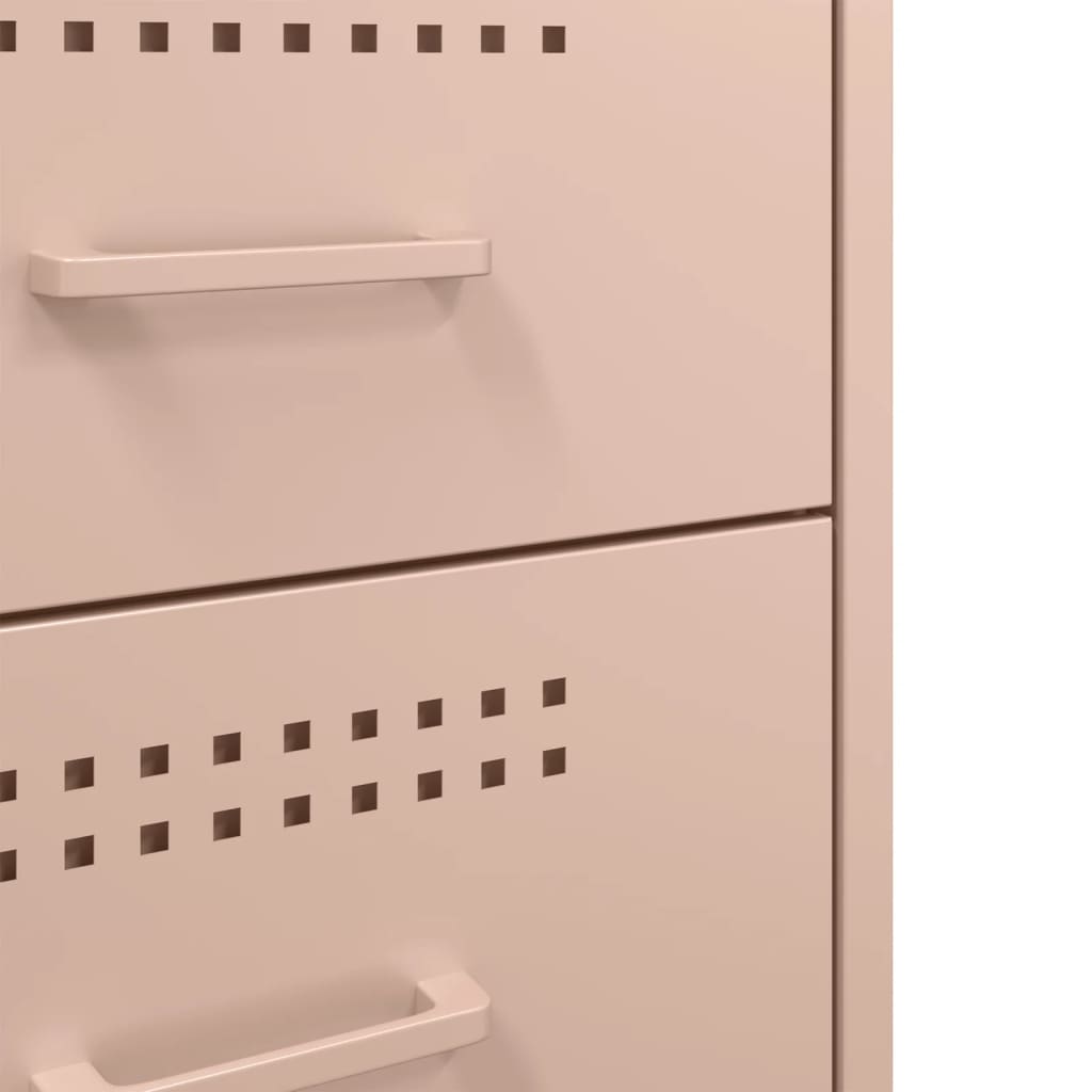 Nachtkastjes 2 st 36x39x68 cm koudgewalst staal roze