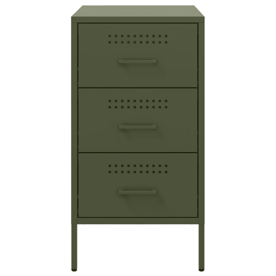 Nachtkastjes 2 st 36x39x68 cm koudgewalst staal olijfgroen