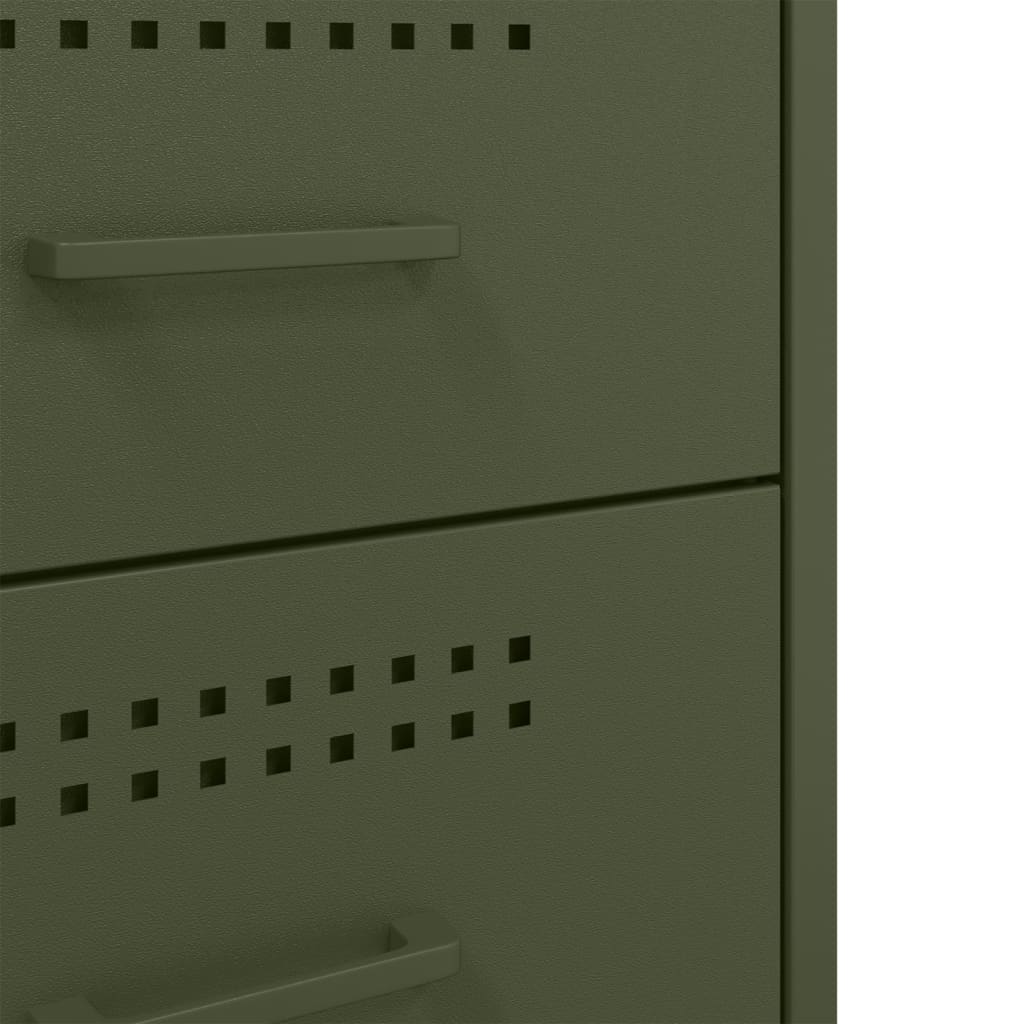 Nachtkastjes 2 st 36x39x68 cm koudgewalst staal olijfgroen