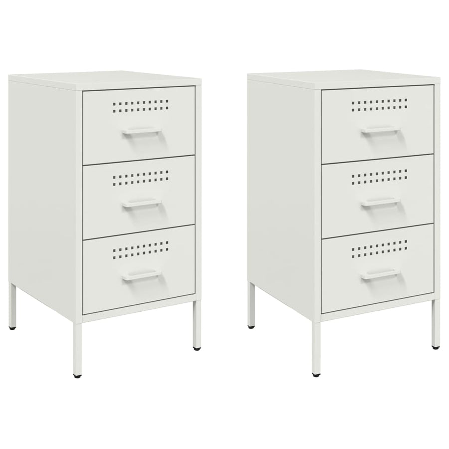 Nachtkastjes 2 st 36x39x68 cm koudgewalst staal wit